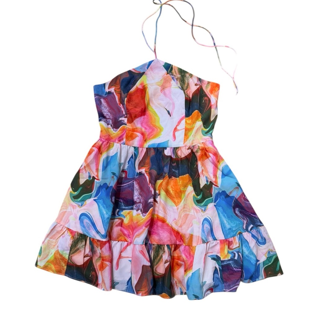 Hutch Sz M Dress Mansi Flounce Floral Halter Mini Anthropologie Boho Pockets - Picture 5 of 10